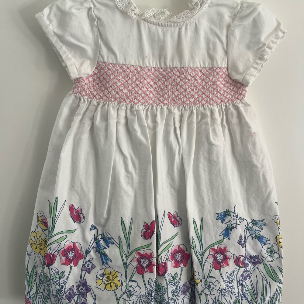 Floral Kids Dress with Pink Accents
